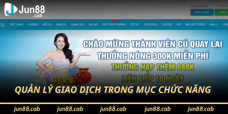 Quản lý giao dịch trong mục chức năng